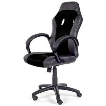Silla de Oficina Silla de Escritorio Gaming Racing giratorio Recubrimiento de PU Reposabrazos Asiento ajustable diseño Negro V12 de MY SIT