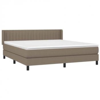 Cama Box Spring con Colchón de Tela Gris Taupe 160x200 cm
