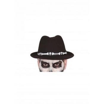 Gorro de Huesos elegante Guirca - Gorro de fiesta, diseño de huesos, color negro y blanco, material suave y cómodo, ideal para disfraces y celebraciones temáticas