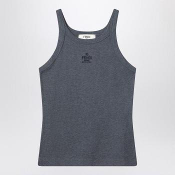 Fendi Women's Grey Ribbed Sleeveless Tank Top - Size M