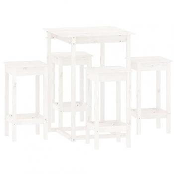 Set de Bar 5 Piezas Madera Maciza de Pino Blanco