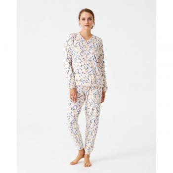 Pijama de mujer largo en terciopelo estampado