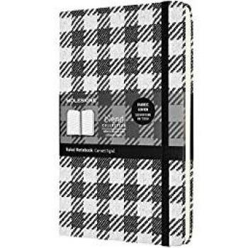 Moleskine, Limited Edition Blend Notebook, Lined Layout and Fabric Cover, Large 13x21 cm, 240 Pages, Checked Pattern