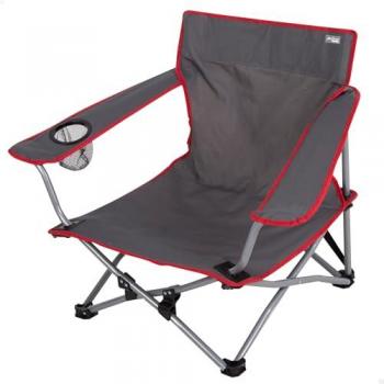 Silla Plegable de Camping Aktive Baja de Aluminio con Posavasos y Soporte hasta 110 kg, Estructura de Acero y Tejido de Poliéster