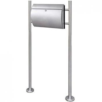 vidaXL Buzón poste soporte 2 llaves 1 portaperiódico montaje fácil acero inox
