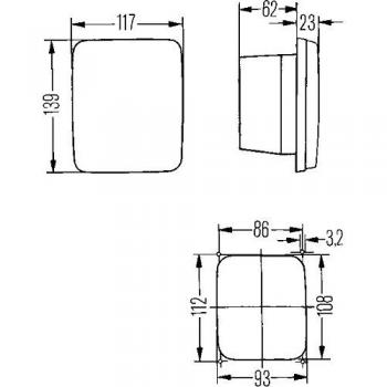 HELLA 2ZR 005 200-301 Halógena-Piloto de marcha atrás - 24/12V - Montaje - para fijación vertical/para fijación horizontal - Conector: Conector plano