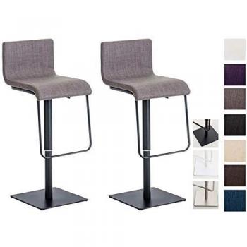 Set de 2 Taburetes Limon en Tela Gris Negro, Altura Ajustable y Giratorios