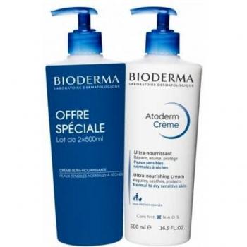 Bioderma Atoderm Ultra Nourishing Moisturizing Cream for Sensitive and Dry Skin - 2 x 500 ml Pack