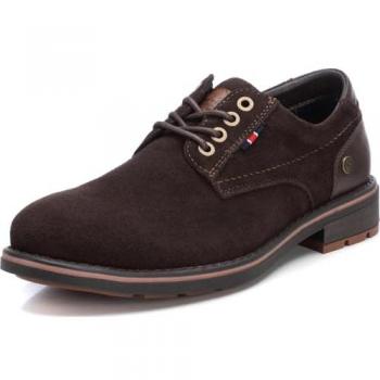 Zapato de hombre Xti 143218 marrón, cierre de cordón, talla 40, cuero y suela de goma