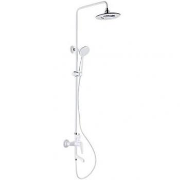 Robinet de douche et baignoire contemporain finition peinture blanche avec vaporisateur