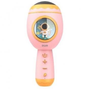 Micrófono Karaoke Bluetooth Inalámbrico Coshano Rosa con Altavoz y Luz LED para Niños