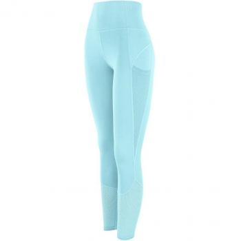 Legging Asha Soft Blue Capri con Cintura Alta, Bolsillos Laterales y Protección Solar - Ideal para Yoga