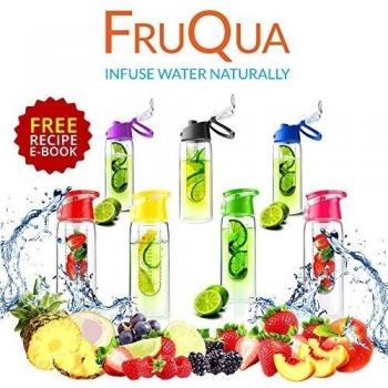 fruqua frutas Infuser botella de agua libre de BPA, 700 ml para beber con Free Ebook de recetas con infusión de frutas, a prueba de fugas, hecho con TRITAN material, tapa, disponible en 7 colores clásicos por ayka soluciones., hombre Infantil mujer, B