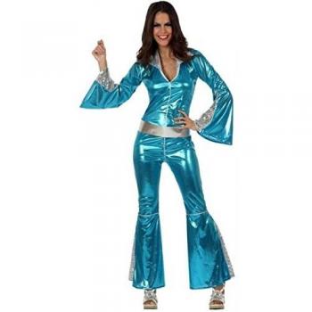 Disfraz de Chica Disco Mono Azul para Mujer, 2 Piezas, Talla XL