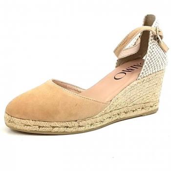 Sandalias Gaimo Obi para mujer en color beig, espartena de ante con cuna de yute natural