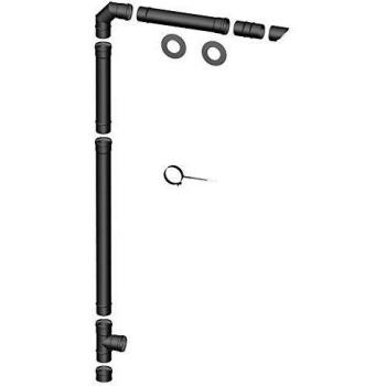 Chimenea - Kit de tubos PLUS para estufas de pellets Ø 80. Ducto de conexión de acero inoxidable AISI 316L pintado de negro mate. Marcado CE Fabricado en Italia.