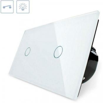 Interruptor táctil LEDBOX 2 botones frontal blanco