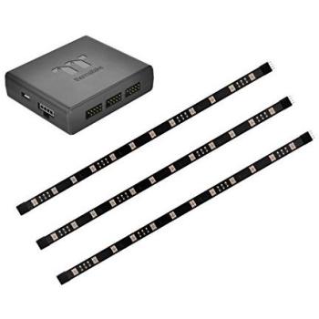 Tira LED RGB Universal para PC Thermaltake 0.3m - Multicolor y Ventilador Premium 140mm con Control de Software y Anillo Iluminado (Pack de 5)