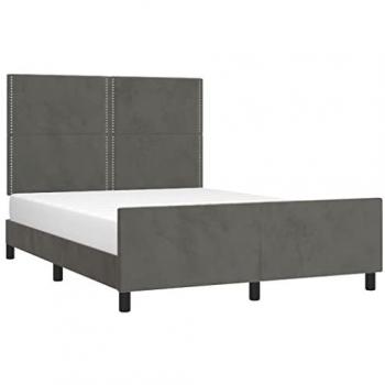 Estructura de cama con cabecero tapizado en terciopelo gris oscuro 140x190 cm