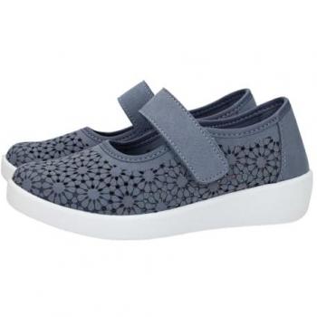 Bailarina Abierta para Mujer Doctor Cutillas New York 38470 en Color Azul con Cierre de Velcro