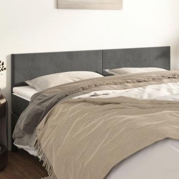 Cabeceros de terciopelo gris oscuro 90x5x78/88 cm (2 unidades)