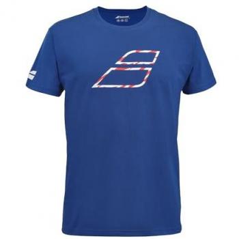 Camiseta de Manga Corta Babolat Exercise Big Flag para Hombre - Azul, fabricada con alta densidad de algodón y poliéster, ideal para pádel