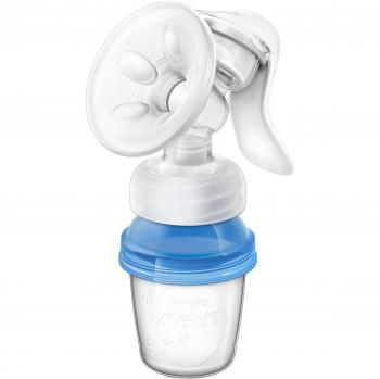 Philips Avent SCF330/13 - Extractor de leche manual, con cojín masajeador y 3 vasos de almacenamiento