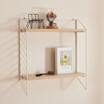 Estantería de Pared Bømlo 2 Niveles 48x42x14 cm Blanco / Efecto Roble