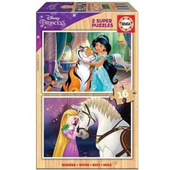 Educa 18874 Disney Classics Wooden 2 Puzzles Infantiles de Madera de 16 Piezas. +3 años. Ref, Multicolor