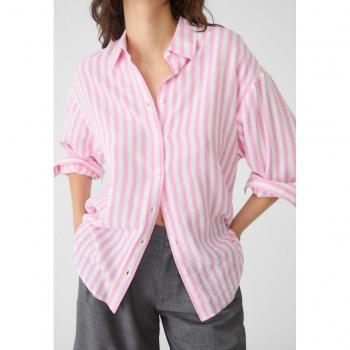 Dusty Rose Linen Blend Shirt M