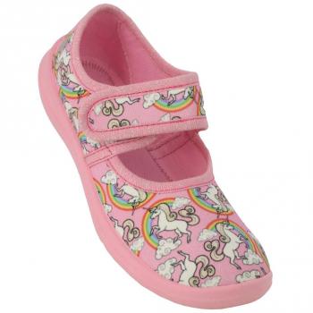 Zapatillas de casa Beck 'Rainbow' de piel en colores lima, verde claro, rosa y blanco para niñas - Talla 26 EU