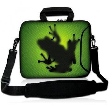 Luxburg® Design Funda bandolera Blanda Bolso Sleeve para Ordenador Portátil / MacBook de 15,6 pulgadas, motivo: Silueta de rana