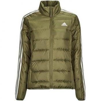 adidas Abrigo de plumas ESS 3S L D J para mujer, chaqueta ligera con 3 bandas, color beige y blanco, talla S