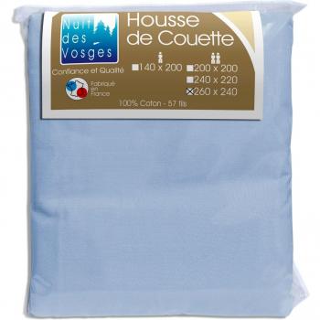Nuit des Vosges Housse de couette Coton Uni, 100% algodón, Himmelblau, 240 x 260 cm