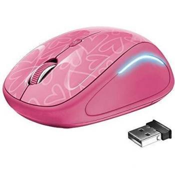 Trust Yvi FX - Ratón óptico inalámbrico Iluminado, Rosa