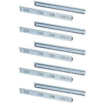 Emuca 3043405 Juego de guías correderas a bolas de extracción total 45mm x 400mm para cajón, Lote de 5