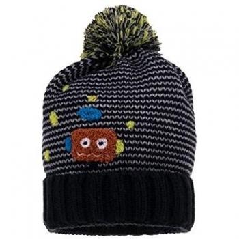 maximo Mütze Roboter mit Pompon - Gorro para niños, color schwarz/silber 4609, talla 53/55
