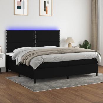 Colchón de cama box spring con muelles y tela LED negra 200x200 cm