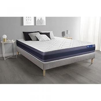 Somier gris Actisom con colchón de espuma viscoelástica 200 x 200 cm - Kit completo