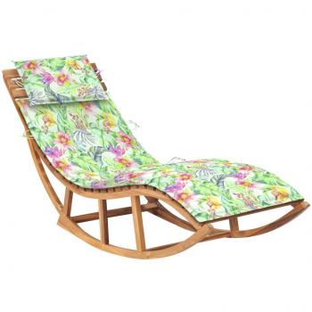 Rocking Sun Lounger with Cushion in Solid Teak Wood