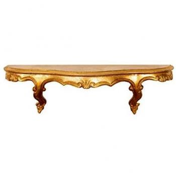 Repisa de pared de madera dorada envejecida 47x13x14 cm