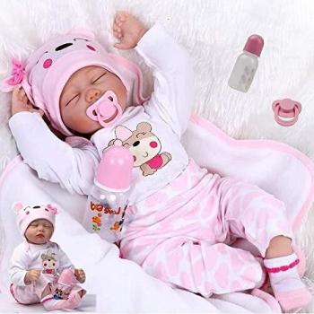 ZIYIUI 22 Pulgadas Lifelike Reborn Bebé Muñecas Vinilo de Silicona Realista Hecho a Mano Bebés para Niñas Juguetes Reborn Baby Dolls 55cm, Conveniente para la Edad 3 Más