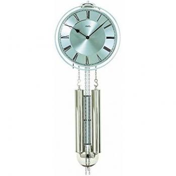 Reloj de Pared Pendular AMS H358 - Tamaño: 10 cm, Color: Plateado