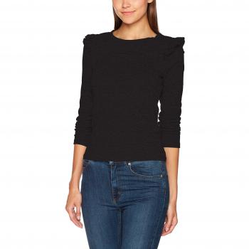 ONLY Onlelcos L/s Frill Shoulder Top Noos, Camisa Manga Larga para Mujer, Negro