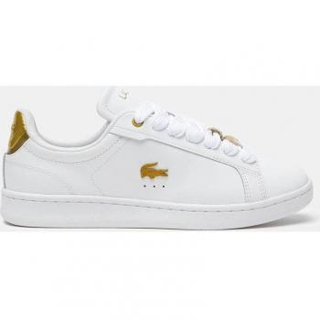 Lacoste Carnaby Pro 37SFA0055 Mujer Zapatillas de Piel Blanco con Detalles Metálicos Gold