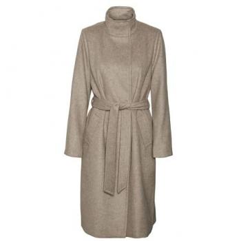 Vero Moda Women's Long Wool Coat Two Dope Silver Mink Melange
