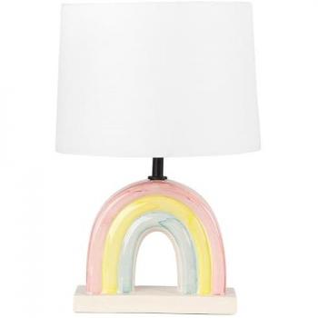 Lámpara de Mesa Cerámica Multicolor Titna con Pantalla de Tambor de Poliéster y Base Arco Iris