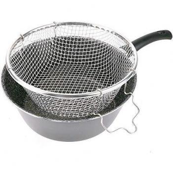 Fritura Tradicional Italiana Alluflon con Cestillo de Aluminio, Negro, 24 cm