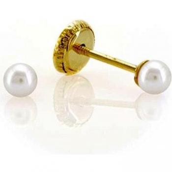 Pendientes casquillas con perla esferica 3mm