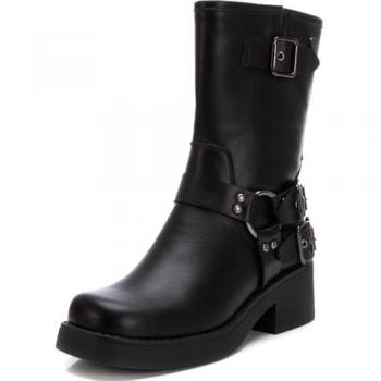 Botín de Mujer Refresh 172121 Negro con Cierre de Cremallera y Hebillas Decorativas